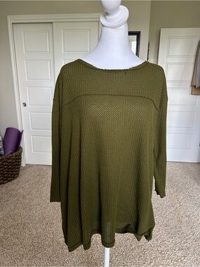WANDERLUX Hunter Green Thermal 100% Cotton Oversized Tunic Size Large